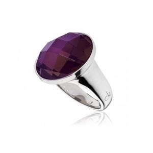 Calvin Klein PLUM ROUND STONE SILVER RING size 7 nwt cocktail ring